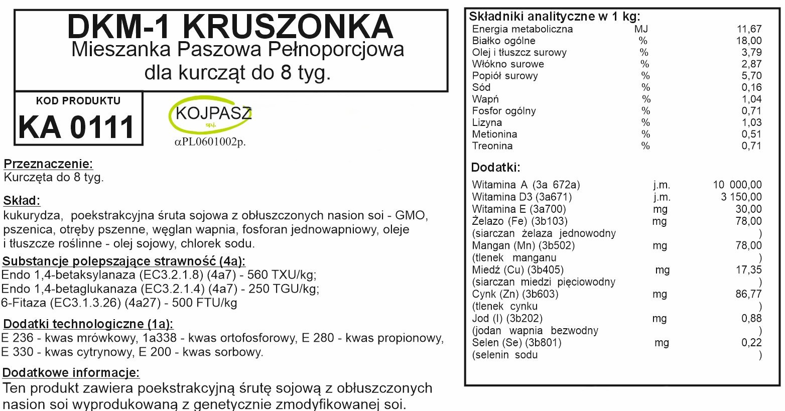 Pasza dla kurcząt na pierwsze dni życia DKM-1 Kruszonka 10kg - obrazek 2