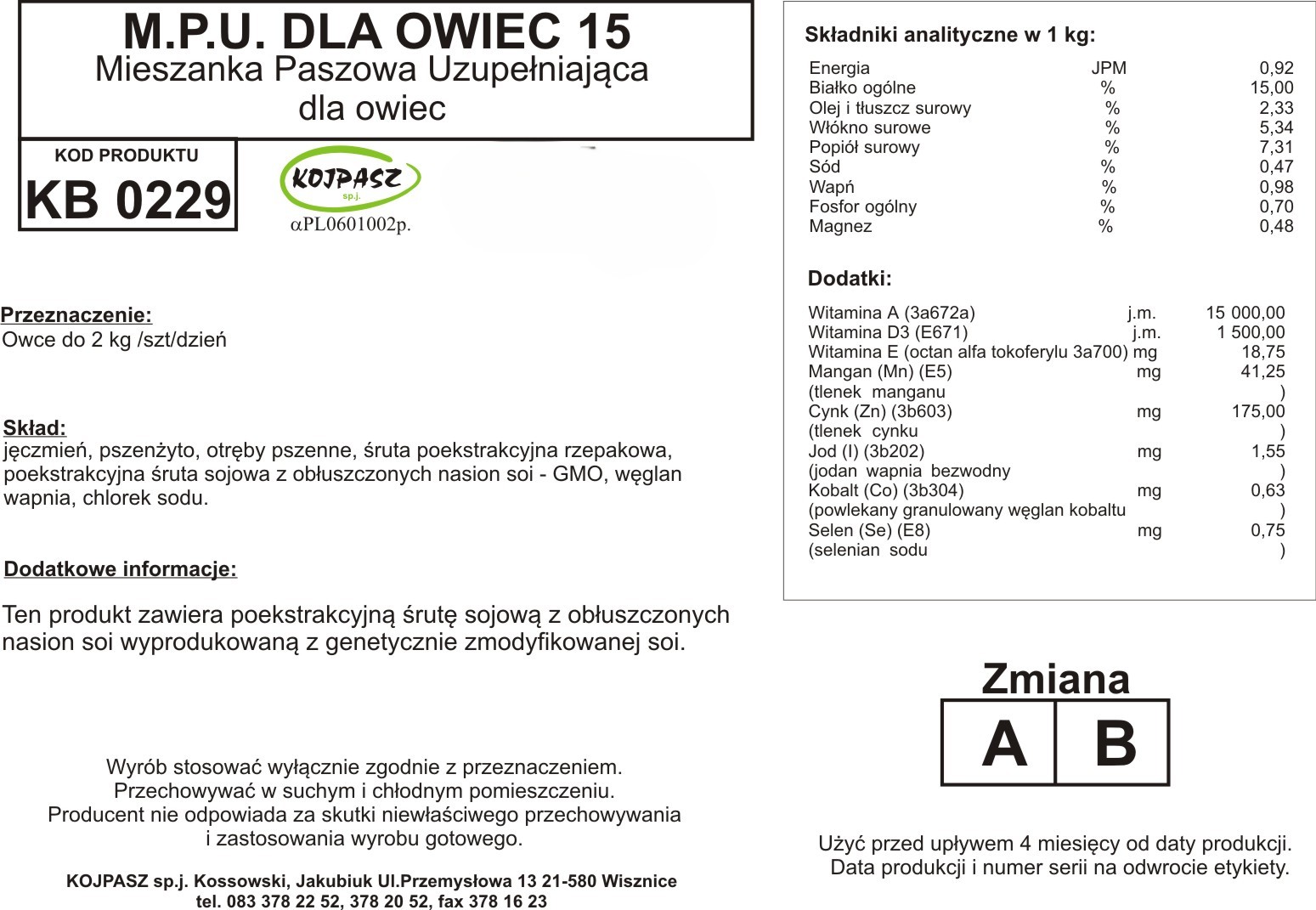 Pasza uzupełniająca dla owiec 20kg - obrazek 2