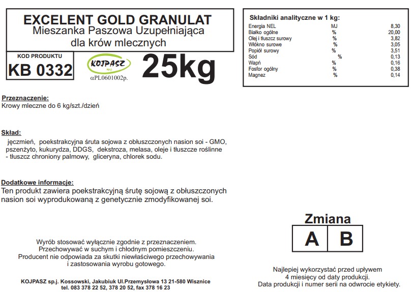 Excellent Gold Granulat na pierwszy okres po porodzie 25kg - obrazek 3